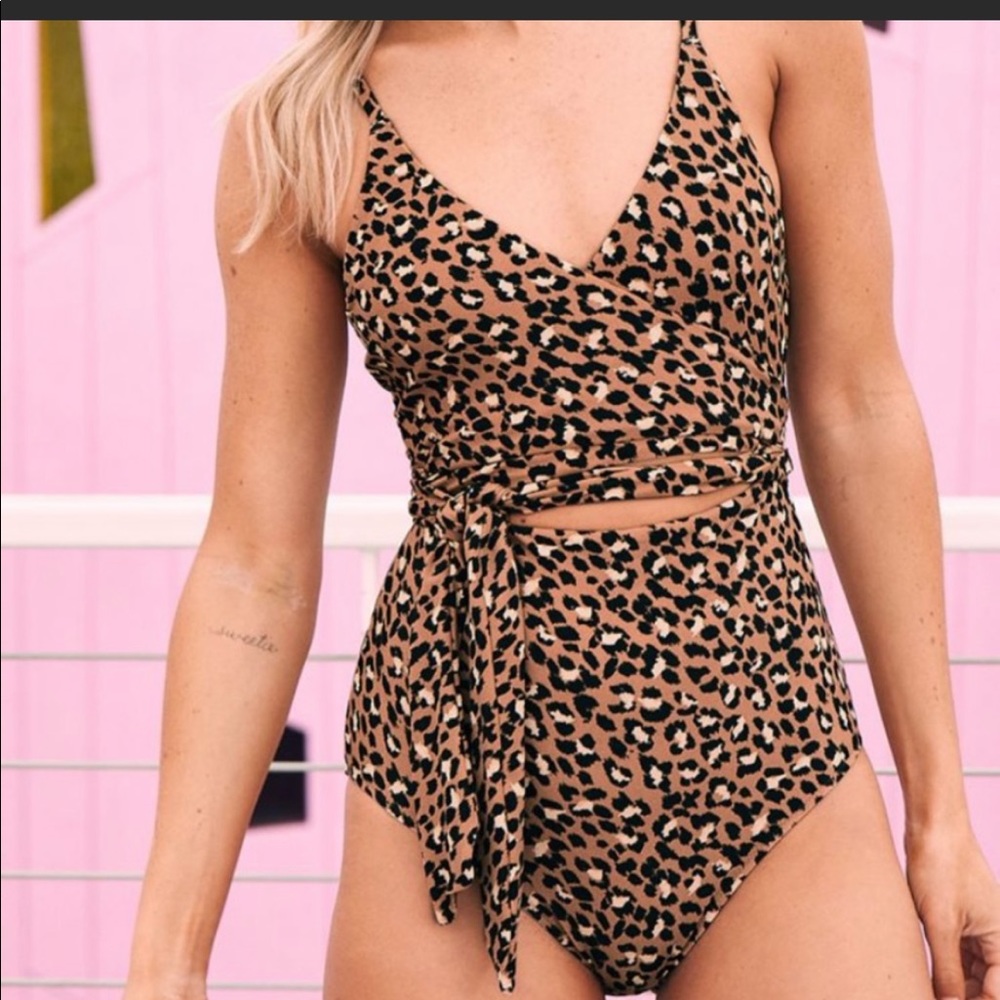 Aerie leopard wrap one piece swimsuit